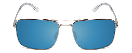 Front View of Smith Outcome Unisex Aviator Sunglass Silver/ChromaPop Polarize Blue Mirror 59mm