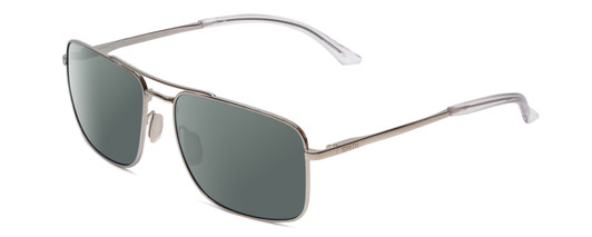Profile View of Smith Optics Outcome Designer Polarized Sunglasses with Custom Cut Smoke Grey Lenses in Silver Unisex Aviator Full Rim Metal 59 mm