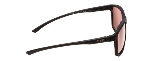 Side View of Smith Pinpoint Unisex Square Sunglasses in Black/ChromaPop Ignitor Rose Red 59mm
