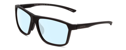 Profile View of Smith Optics Pinpoint Designer Blue Light Blocking Eyeglasses in Matte Black Unisex Square Full Rim Acetate 59 mm