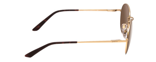Side View of Smith Prep Unisex Round Designer Sunglasses in Matte Gold/Polarized Brown 53 mm