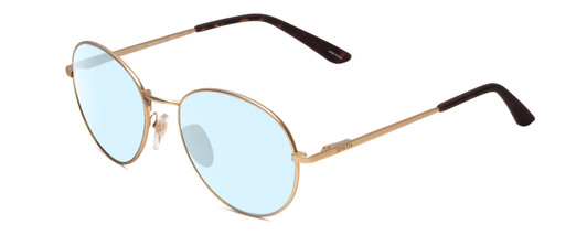 Profile View of Smith Optics Prep Designer Blue Light Blocking Eyeglasses in Matte Gold Unisex Round Full Rim Metal 53 mm