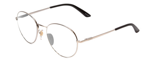Profile View of Smith Optics Prep Designer Progressive Lens Blue Light Blocking Eyeglasses in Silver Black Unisex Round Full Rim Metal 59 mm with Blue Light Zone functionality illustration laid over the lens