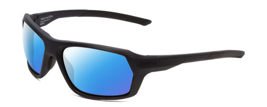 Profile View of Smith Optics Rebound Elite Designer Polarized Sunglasses with Custom Cut Blue Mirror Lenses in Matte Deep Ink Navy Blue Cobalt Unisex Rectangle Full Rim Acetate 59 mm