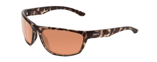 Profile View of Smith Optics Redding Unisex Wrap Sunglass Black Tortoise/PC Copper Mirror 62 mm