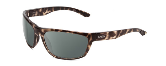 Profile View of Smith Optics Redding Designer Polarized Sunglasses with Custom Cut Smoke Grey Lenses in Black Tortoise Unisex Wrap Full Rim Acetate 62 mm