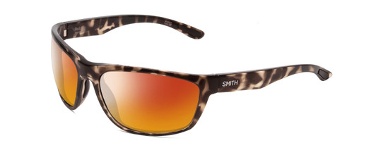 Profile View of Smith Optics Redding Designer Polarized Sunglasses with Custom Cut Red Mirror Lenses in Black Tortoise Unisex Wrap Full Rim Acetate 62 mm