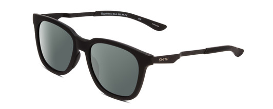 Profile View of Smith Optics Roam Designer Polarized Sunglasses with Custom Cut Smoke Grey Lenses in Matte Black Unisex Classic Full Rim Acetate 53 mm