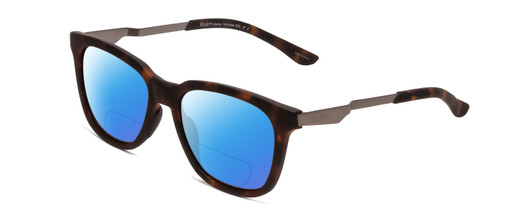 Profile View of Smith Optics Roam Designer Polarized Reading Sunglasses with Custom Cut Powered Blue Mirror Lenses in Matte Tortoise Havana Gold Unisex Classic Full Rim Acetate 53 mm