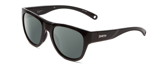 Profile View of Smith Optics Rockaway Designer Polarized Sunglasses with Custom Cut Smoke Grey Lenses in Gloss Black Ladies Cateye Full Rim Acetate 52 mm