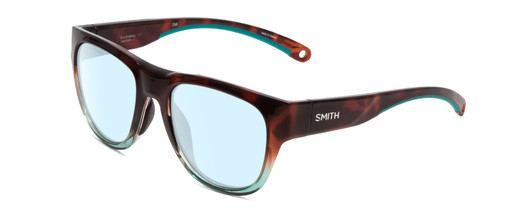 Profile View of Smith Optics Rockaway Designer Progressive Lens Blue Light Blocking Eyeglasses in Tortoise Havana Brown Gold Crystal Opal Fade Ladies Cateye Full Rim Acetate 52 mm
