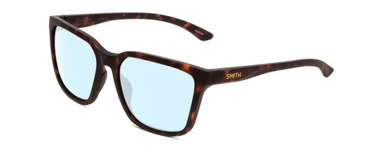 Profile View of Smith Optics Shoutout Designer Progressive Lens Blue Light Blocking Eyeglasses in Matte Tortoise Havana Brown Gold Unisex Retro Full Rim Acetate 57 mm