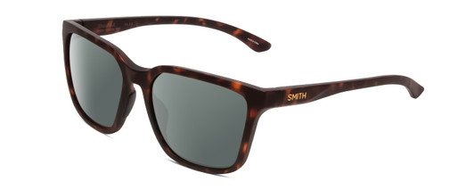 Profile View of Smith Optics Shoutout Designer Polarized Sunglasses with Custom Cut Smoke Grey Lenses in Matte Tortoise Havana Brown Gold Unisex Retro Full Rim Acetate 57 mm