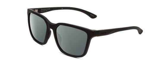 Profile View of Smith Optics Shoutout Core Designer Polarized Sunglasses with Custom Cut Smoke Grey Lenses in Matte Black Unisex Retro Full Rim Acetate 57 mm