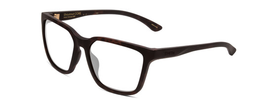 Profile View of Smith Optics Shoutout Core Designer Reading Eye Glasses in Matte Tortoise Havana Gold Unisex Retro Full Rim Acetate 57 mm