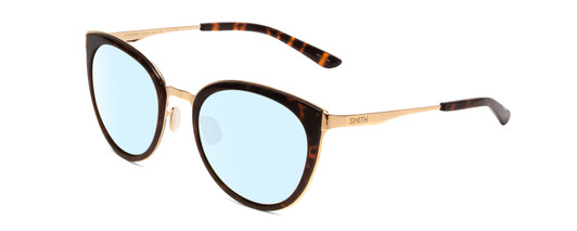Profile View of Smith Optics Somerset Designer Progressive Lens Blue Light Blocking Eyeglasses in Tortoise Rose Ladies Cateye Full Rim Stainless Steel 53 mm