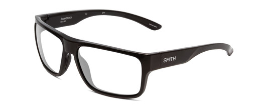 Profile View of Smith Optics Soundtrack Designer Reading Eye Glasses in Gloss Black Unisex Rectangle Full Rim Acetate 61 mm