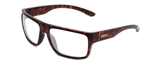 Profile View of Smith Optics Soundtrack Designer Reading Eye Glasses in Tortoise Havana Gold Unisex Rectangle Full Rim Acetate 61 mm