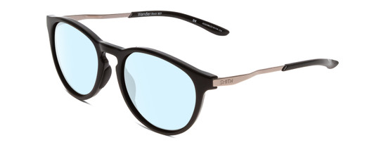 Profile View of Smith Optics Wander Designer Progressive Lens Blue Light Blocking Eyeglasses in Gloss Black Unisex Round Full Rim Acetate 55 mm