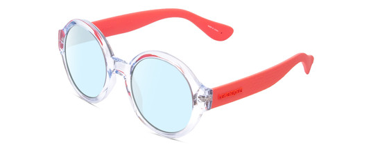 Profile View of Havaianas FLORIPA/M Designer Blue Light Blocking Eyeglasses in Crystal Clear Blue Unisex Round Full Rim Acetate 51 mm