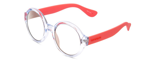 Profile View of Havaianas FLORIPA/M Designer Progressive Lens Blue Light Blocking Eyeglasses in Crystal Clear Blue Unisex Round Full Rim Acetate 51 mm