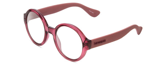 Profile View of Havaianas FLORIPA/M Designer Reading Eye Glasses in Crystal Violet Purple Ladies Round Full Rim Acetate 51 mm