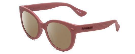 Profile View of Havaianas NORONHA/S Designer Polarized Sunglasses with Custom Cut Amber Brown Lenses in Matte Lavender Purple Ladies Cateye Full Rim Acetate 47 mm