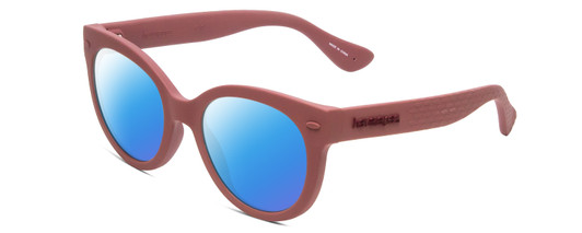 Profile View of Havaianas NORONHA/S Designer Polarized Sunglasses with Custom Cut Blue Mirror Lenses in Matte Lavender Purple Ladies Cateye Full Rim Acetate 47 mm