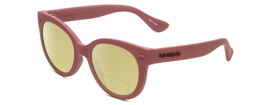 Profile View of Havaianas NORONHA/S Designer Polarized Reading Sunglasses with Custom Cut Powered Sun Flower Yellow Lenses in Matte Lavender Purple Ladies Cateye Full Rim Acetate 47 mm