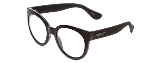 Profile View of Havaianas NORONHA/M Designer Reading Eye Glasses with Custom Cut Powered Lenses in Gloss Black Ladies Cateye Full Rim Acetate 52 mm