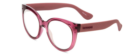 Profile View of Havaianas NORONHA/M Designer Reading Eye Glasses in Crystal Bordeaux Violet Purple Ladies Cateye Full Rim Acetate 52 mm