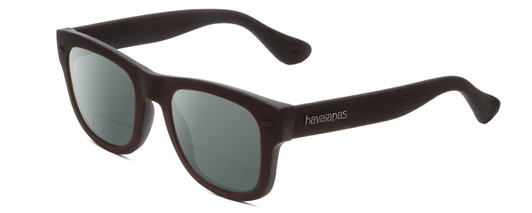 Profile View of Havaianas PARATY/M Designer Polarized Reading Sunglasses with Custom Cut Powered Smoke Grey Lenses in Matte Black Unisex Classic Full Rim Acetate 50 mm