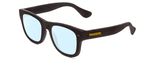 Profile View of Havaianas PARATY/M Designer Progressive Lens Blue Light Blocking Eyeglasses in Matte Black Unisex Classic Full Rim Acetate 50 mm