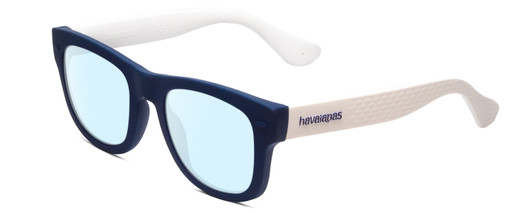 Profile View of Havaianas PARATY/M Designer Progressive Lens Blue Light Blocking Eyeglasses in Blue White Unisex Classic Full Rim Acetate 50 mm