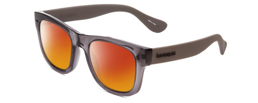 Profile View of Havaianas PARATY/M Designer Polarized Sunglasses with Custom Cut Red Mirror Lenses in Dark Matte Grey Unisex Classic Full Rim Acetate 50 mm