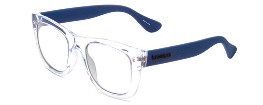 Profile View of Havaianas PARATY/L Designer Reading Eye Glasses in Crystal Clear Blue Unisex Classic Full Rim Acetate 52 mm