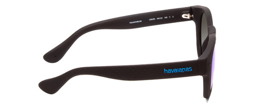 Side View of Havaianas TRANCOSO/M Round Sunglasses Matte Black & Blue Multi-Layer Mirror 49mm