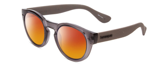 Profile View of Havaianas TRANCOSO/M Designer Polarized Sunglasses with Custom Cut Red Mirror Lenses in Dark Crystal Slate Grey Unisex Round Full Rim Acetate 49 mm