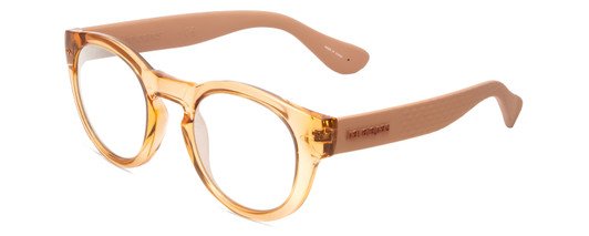 Profile View of Havaianas TRANCOSO/M Designer Reading Eye Glasses in Salmon Crystal Peach Unisex Round Full Rim Acetate 49 mm