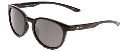 Profile View of Smith Eastbank Unisex Round Full Rim Designer Sunglasses Gloss Black & Gray 52mm