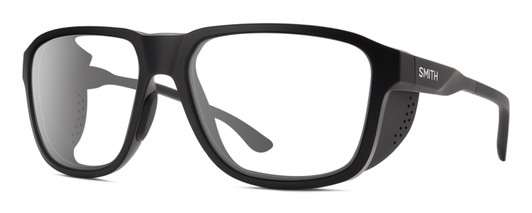 Profile View of Smith Optics Embark Designer Reading Eye Glasses in Matte Black Unisex Wrap Full Rim Acetate 58 mm