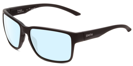 Profile View of Smith Optics Emerge Designer Blue Light Blocking Eyeglasses in Matte Black Unisex Square Full Rim Acetate 60 mm
