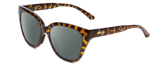 Profile View of Smith Optics Era Designer Polarized Sunglasses with Custom Cut Smoke Grey Lenses in Vintage Tortoise Havana Gold Ladies Cateye Full Rim Acetate 55 mm