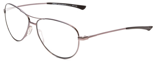 Profile View of Smith Optics Langley Designer Progressive Lens Blue Light Blocking Eyeglasses in Dark Ruthenium Silver Black Unisex Aviator Full Rim Metal 60 mm with Progressive Blue Light Lens Functionality illustration laid on top of the lens