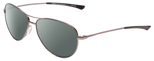 Profile View of Smith Optics Langley Designer Polarized Sunglasses with Custom Cut Smoke Grey Lenses in Dark Ruthenium Silver Black Unisex Aviator Full Rim Metal 60 mm