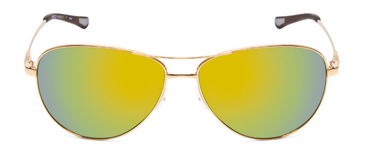 Front View of Smith Langley Aviator Sunglasses in Gold & ChromaPop Polarized Green Mirror 60mm