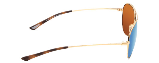 Side View of Smith Langley Aviator Sunglasses in Gold & ChromaPop Polarized Green Mirror 60mm