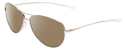 Profile View of Smith Optics Langley Designer Polarized Sunglasses with Custom Cut Amber Brown Lenses in Silver Unisex Aviator Full Rim Metal 60 mm
