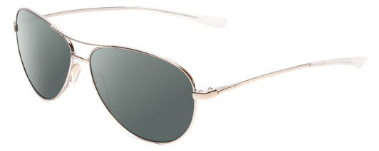 Profile View of Smith Optics Langley Designer Polarized Sunglasses with Custom Cut Smoke Grey Lenses in Silver Unisex Aviator Full Rim Metal 60 mm