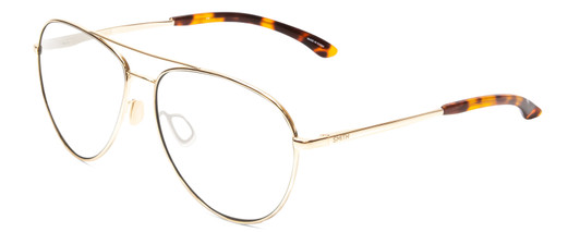 Profile View of Smith Optics Layback Designer Progressive Lens Blue Light Blocking Eyeglasses in Gold Unisex Aviator Full Rim Metal 60 mm with Progressive Blue Light Lens Functionality illustration laid on top of the lens